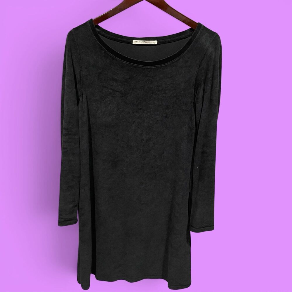 Cute Peruvian Connection velour stretchy shift dress soft flowy pockets